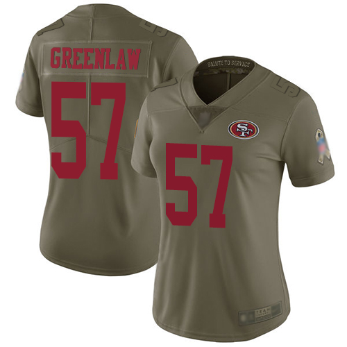 San Francisco 49ers Limited Olive Women Dre Greenlaw NFL Jersey #57 2017 Salute to Service->youth nfl jersey->Youth Jersey